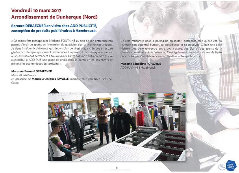 article artisan d'un jour add pub